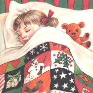 Illustration of Girl in bed for greeting card